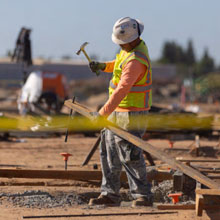 Construction worker on the applied technology building project