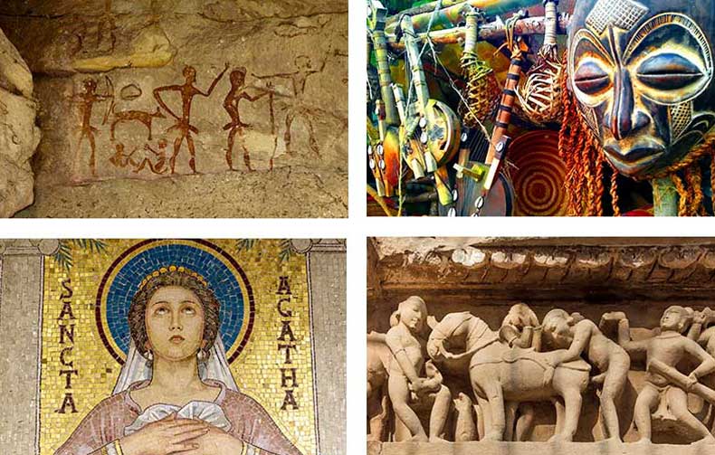 A selection of historical art from various cultures in history
