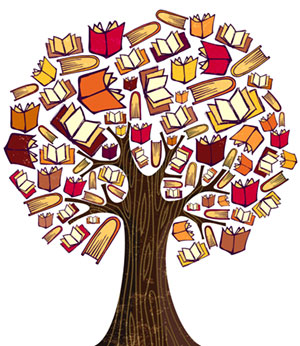 A tree with books for leaves