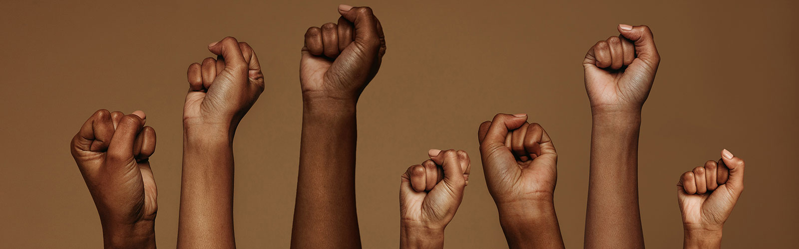 fists raised in various shades of brown
