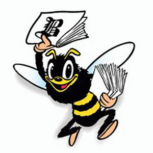 A bee holding a newspaper