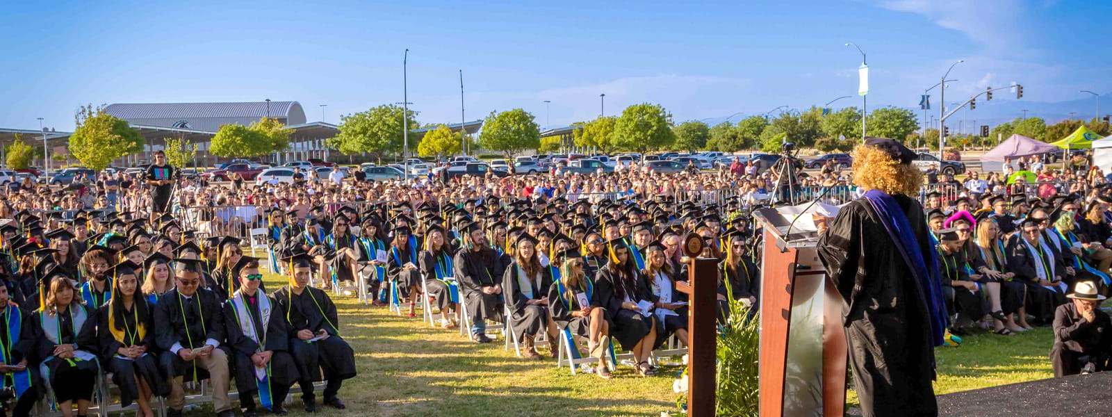 Dr. Kim Armstrong speaking at the 8th Annual Commencement