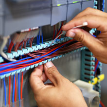 electrician working with cable