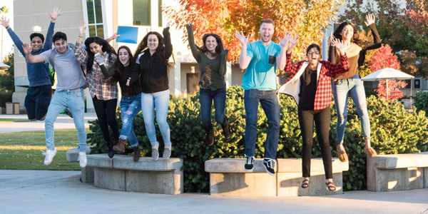 Students in mid air