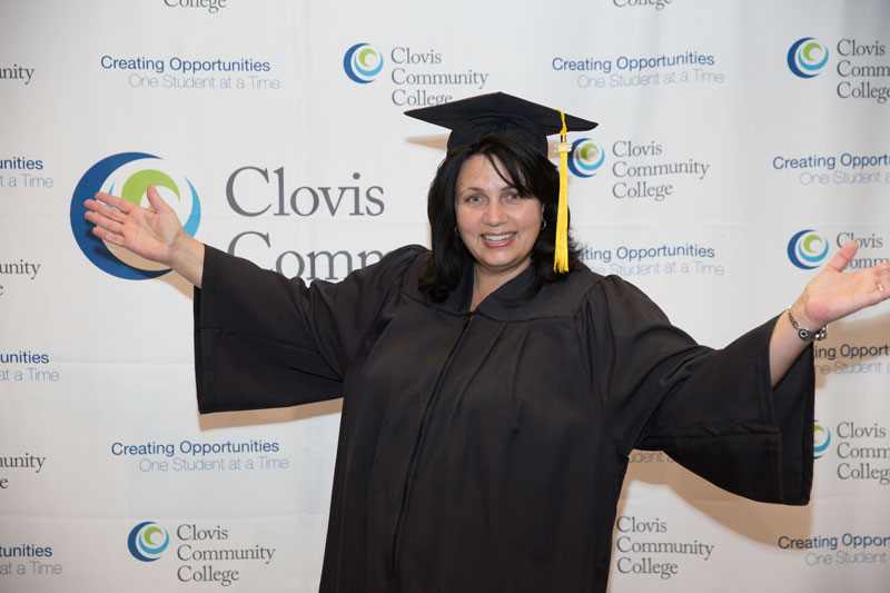 Graduate student from CCC celebrating her success