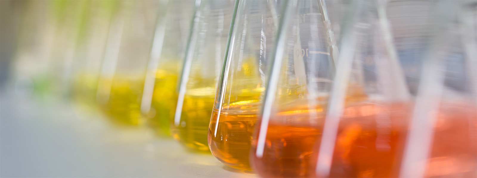 Flasks containing chemicals of various colors