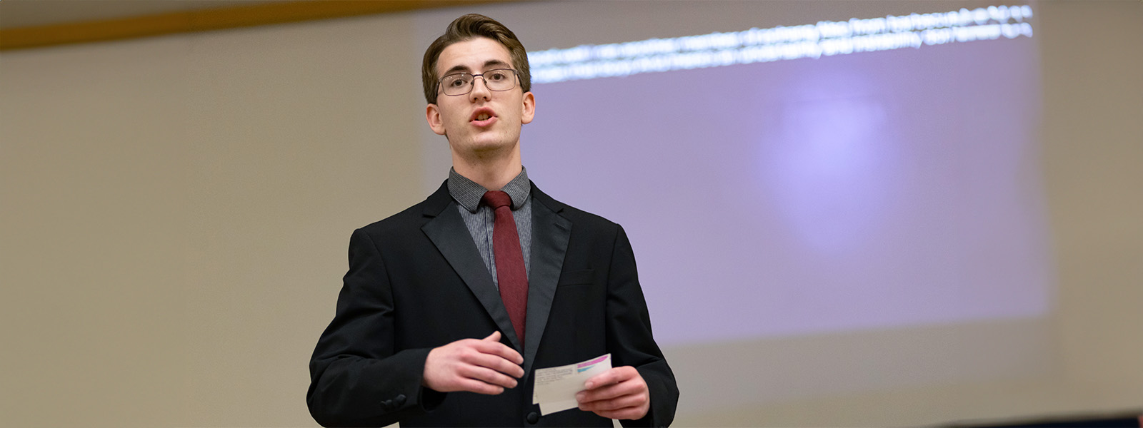 A student giving a speeech