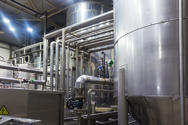 Industrial interior of an alcohol factory