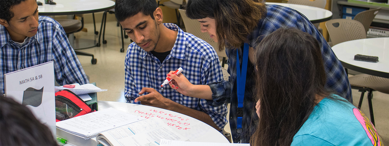 CCC Students doing math in the tutorial center