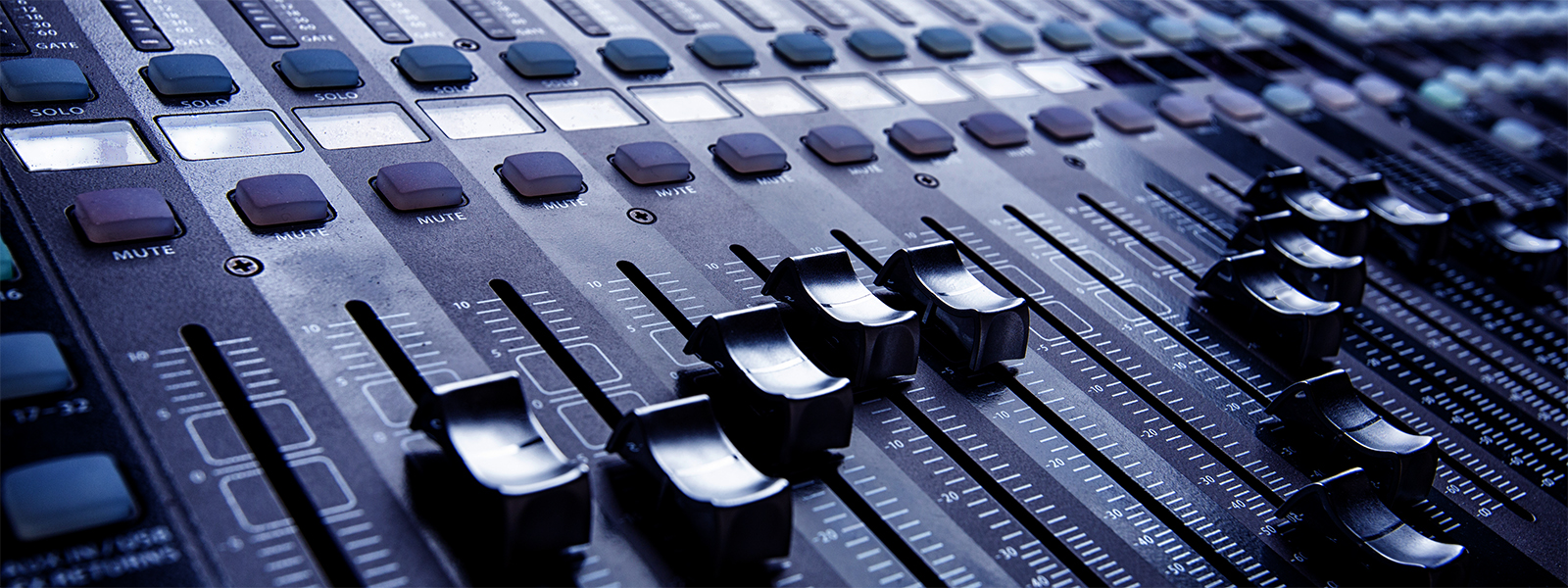 Closeup of a mixing board