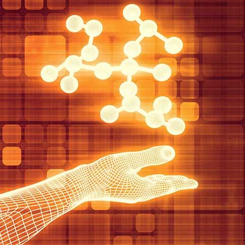 holographic hand with electrons