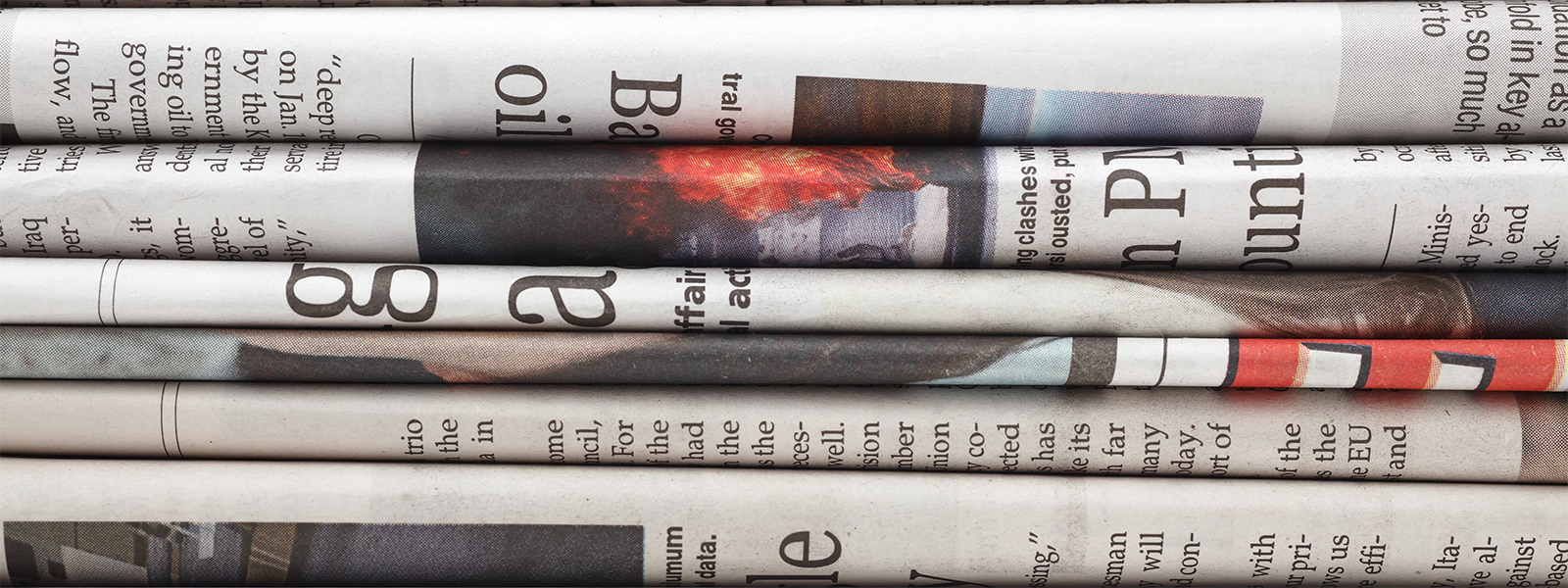 Closeup of a stack of newspapers