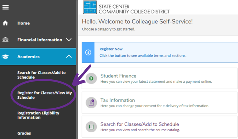 A screenshot of the Academics Section of the Self Service app