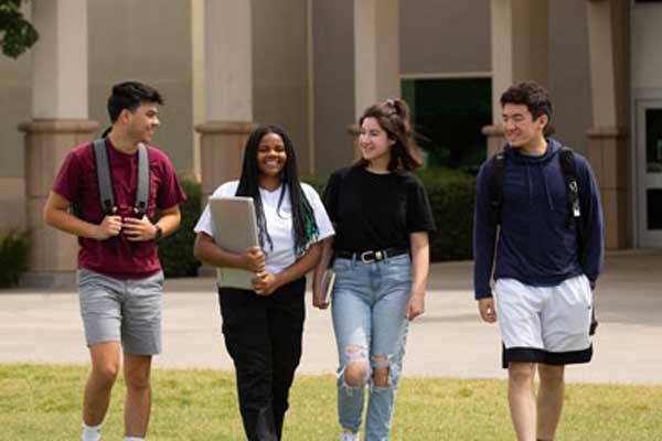 A group of high school students on the Clovis campus
