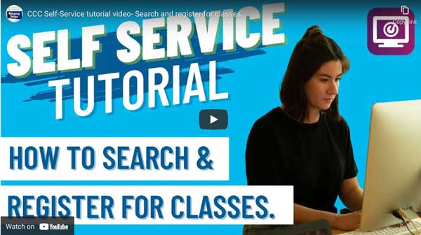 Screen shot of video tutorial on how to search for classes