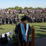 President Dr. Lori Bennett gives speech to graduating class