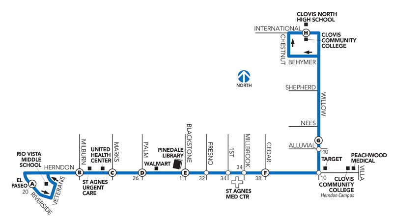 map showing route 3 on Herndon Ave