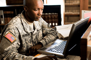 Service man on laptop