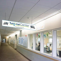 tutorial center sign in CCC hallway