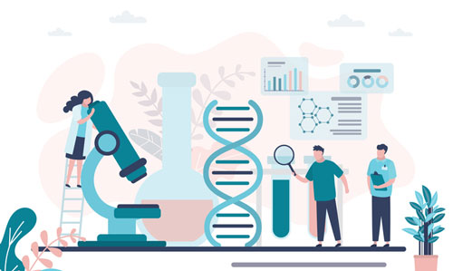 graphic of books and science related tools