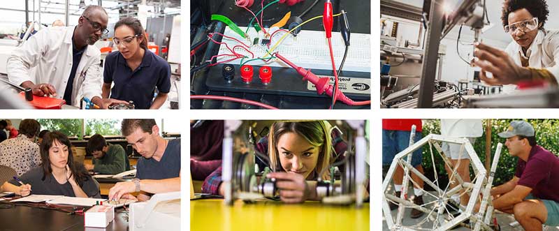 A selection of images of students in the engineering field