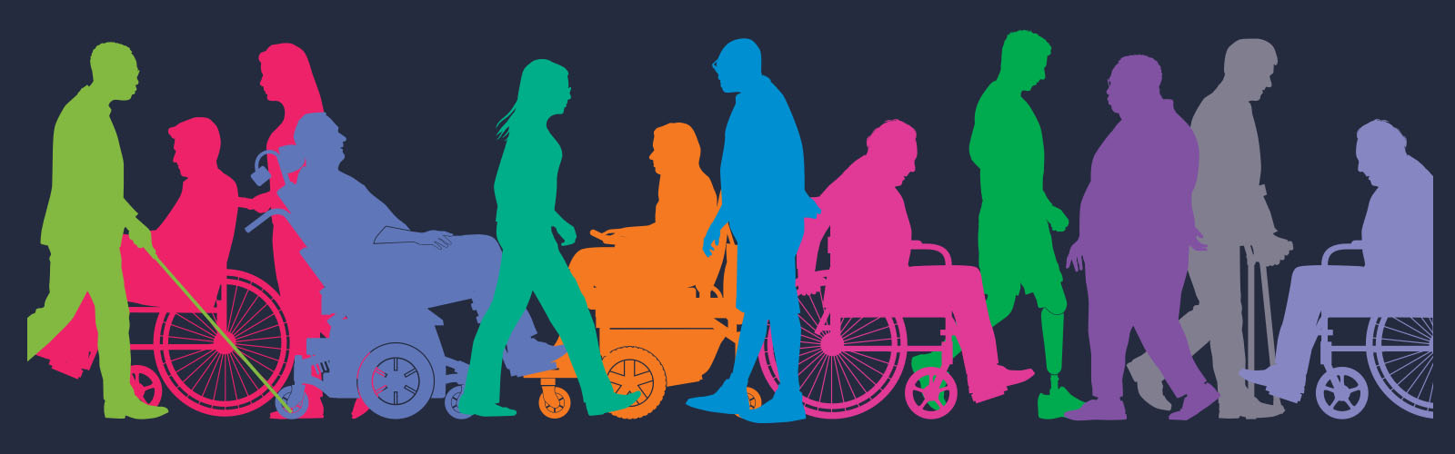 Graphic displaying people with various disabilities