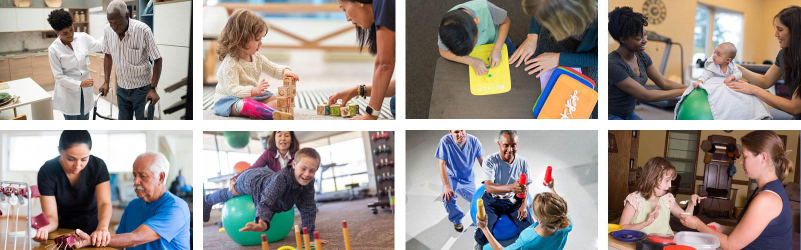 A variety of images showing work done by occupational therapists