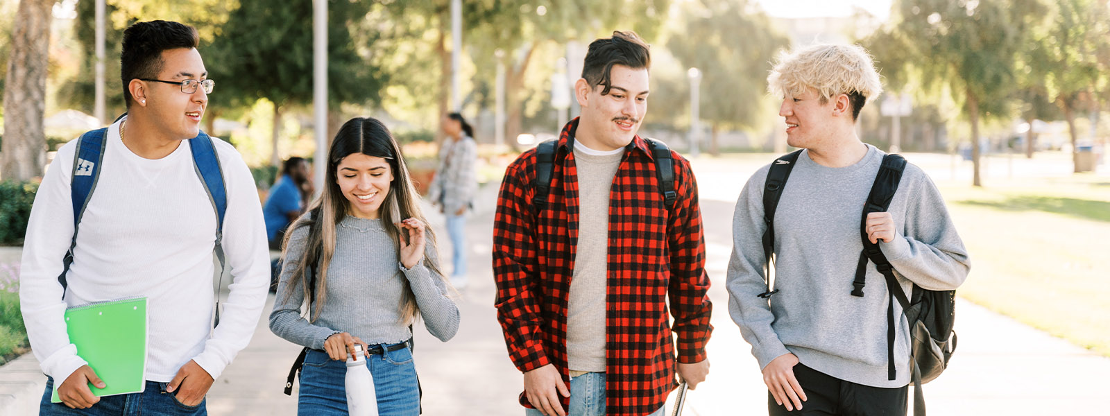 Group of students walking on campus