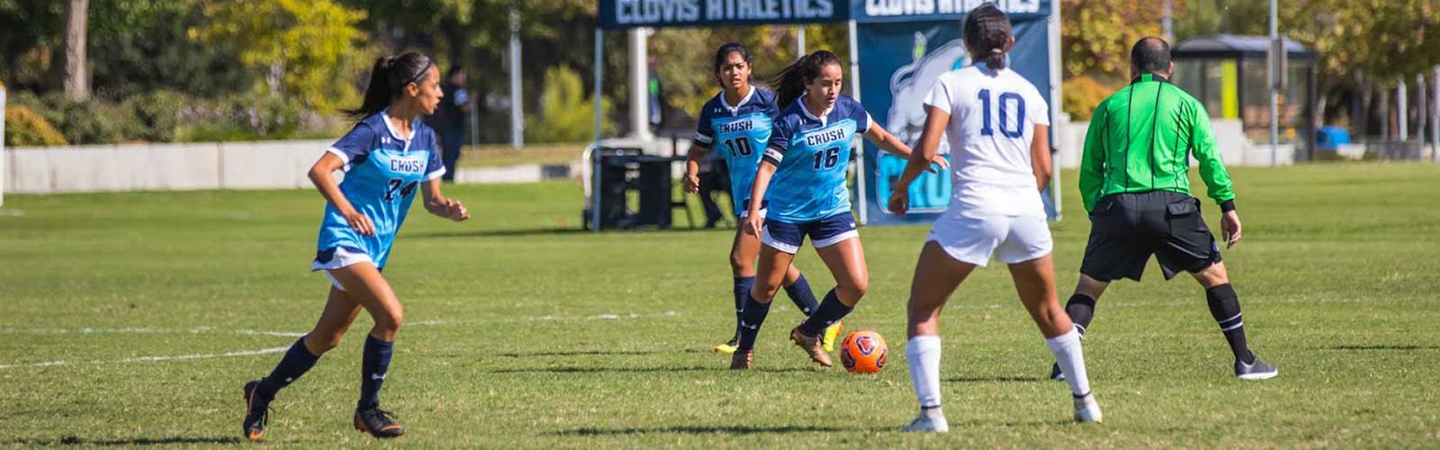 CCC's women's soccer team on the field playing soccer