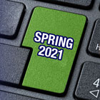 Spring 2021 printed on a computer keyboard button