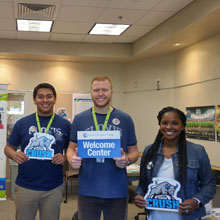 students in the welcome center