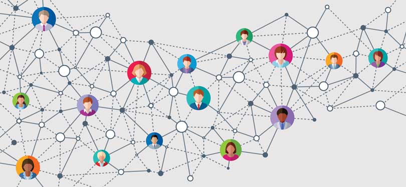 graphic depicting the online connection of people