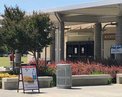 A photograph of taken outside the campus bookstore