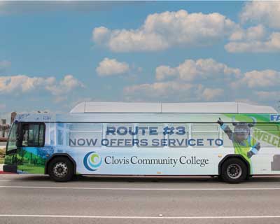 The FAX Bus outside Clovis Community College