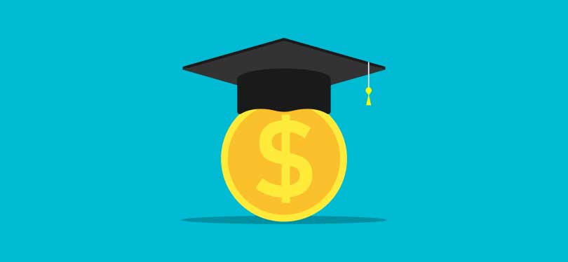 A graphic of a dollar wearing a graduation cap