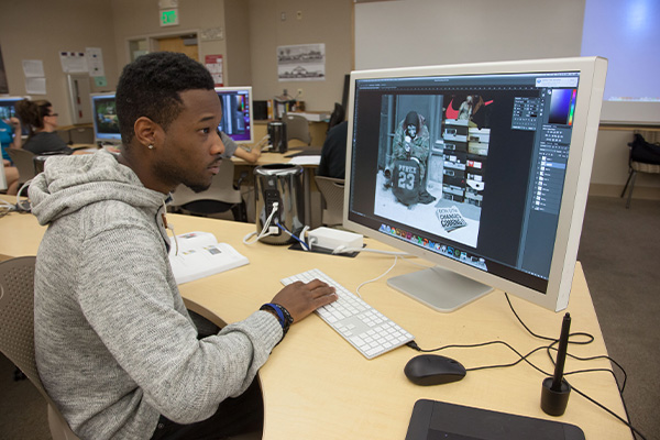 student using a design software