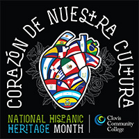 Logo for Hispanic history month, reading "Corazón de nuestra cultura", meaning "the heart of our culture"