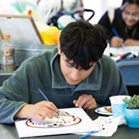 students doing an art activity