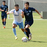 Men playing soccer