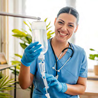 A nurse with an IV