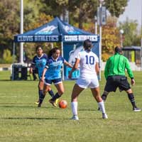 CCC's women's soccer team on the field playing soccer