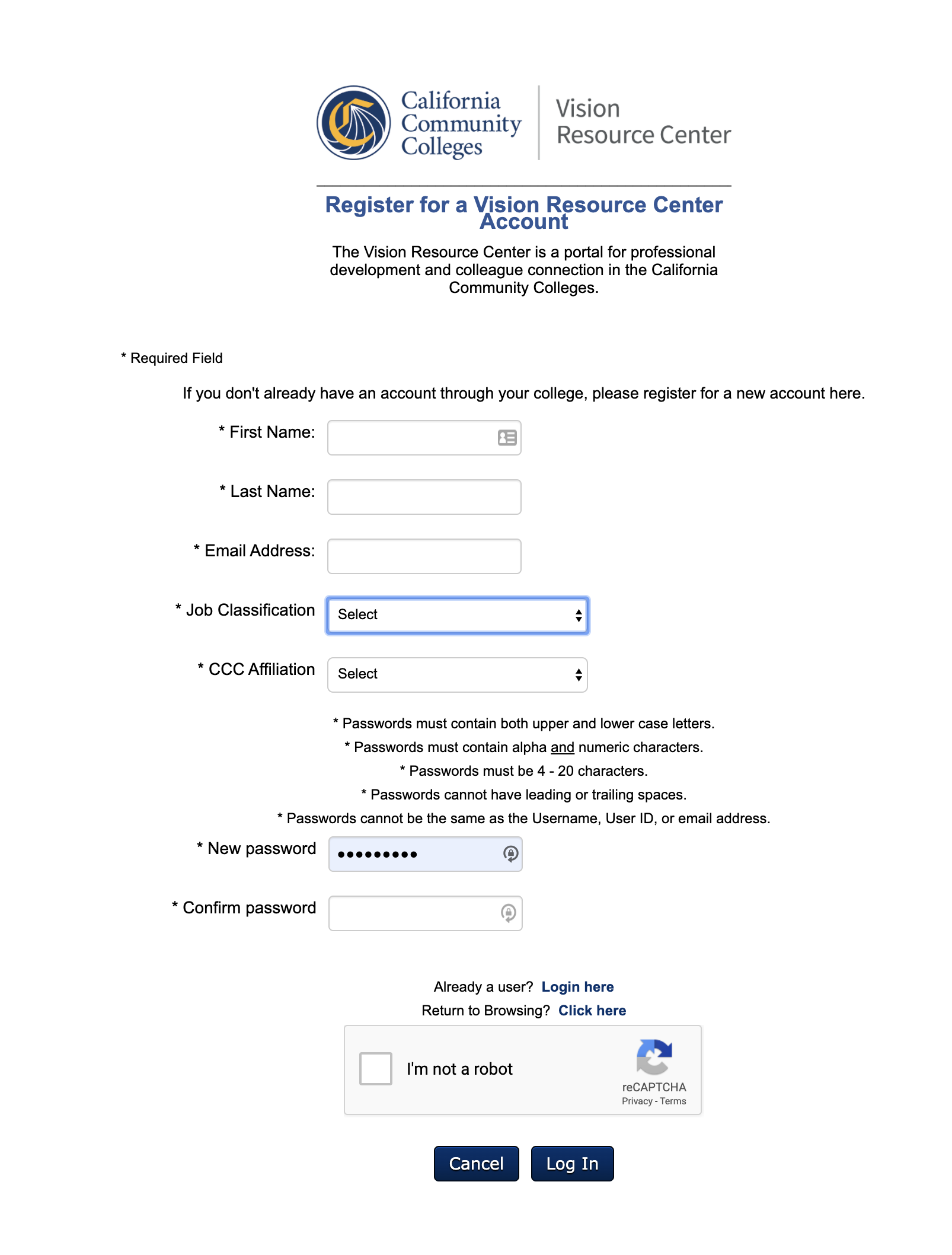 Registration Page
