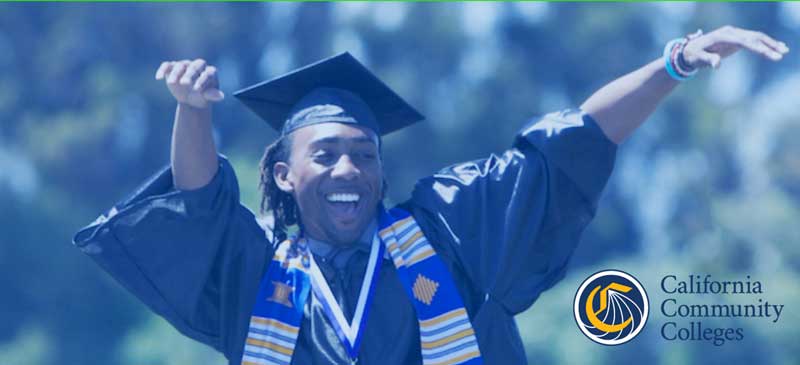 Student of California Community College celebrating his graduation