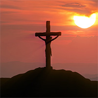 Silhouette of Jesus on the cross