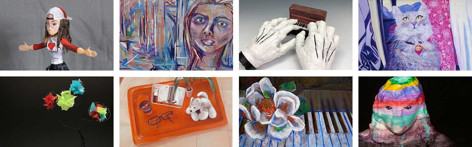 A variety of images of students' artwork