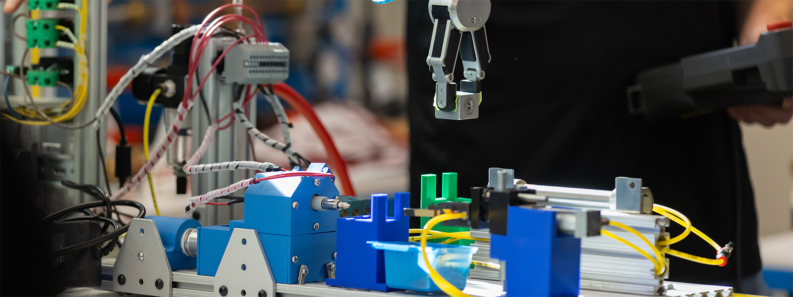 close-up of mechatronics and robotics hardware