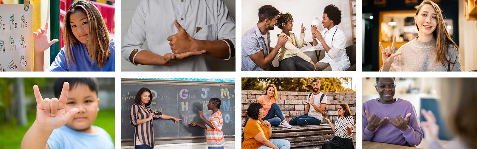 A selection of images of people using the American Sign Language