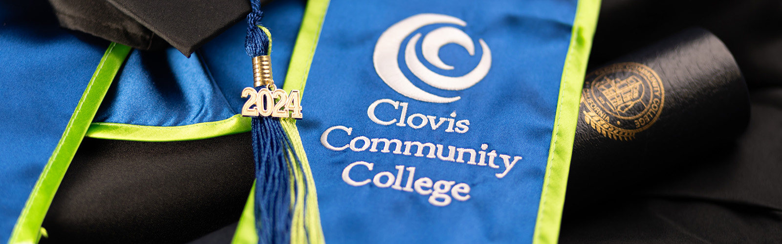 A close-up of 2024 commencement regalia