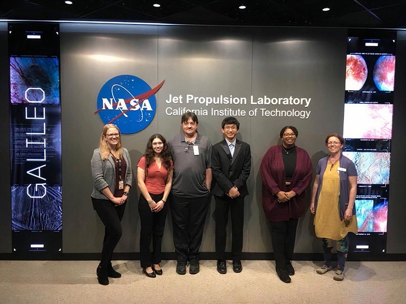 CCC Europa research assistants with JPL/NASA scientists Dr. Erin Leonard and Dr. Michelle Selvans