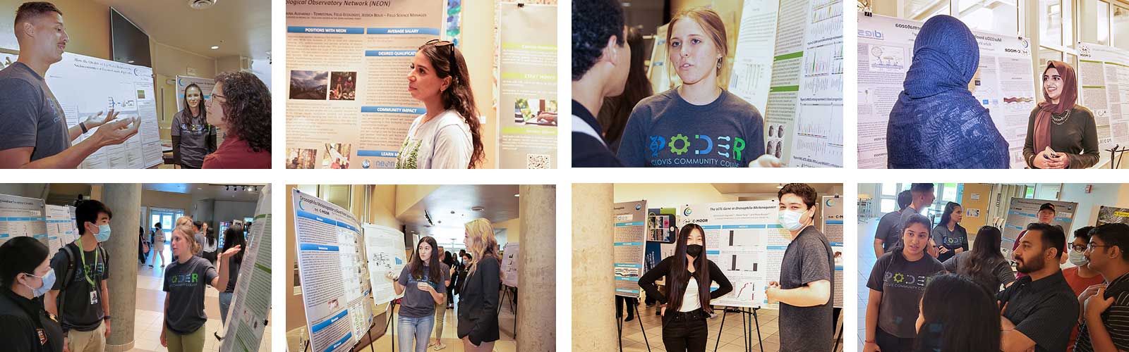 Photos of students sharing their work at the 2021 Research Symposium